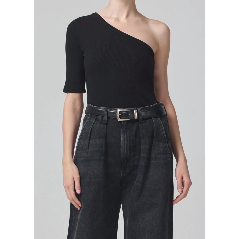 NEW CITIZENS OF HUMANITY savannah one shoulder top in black